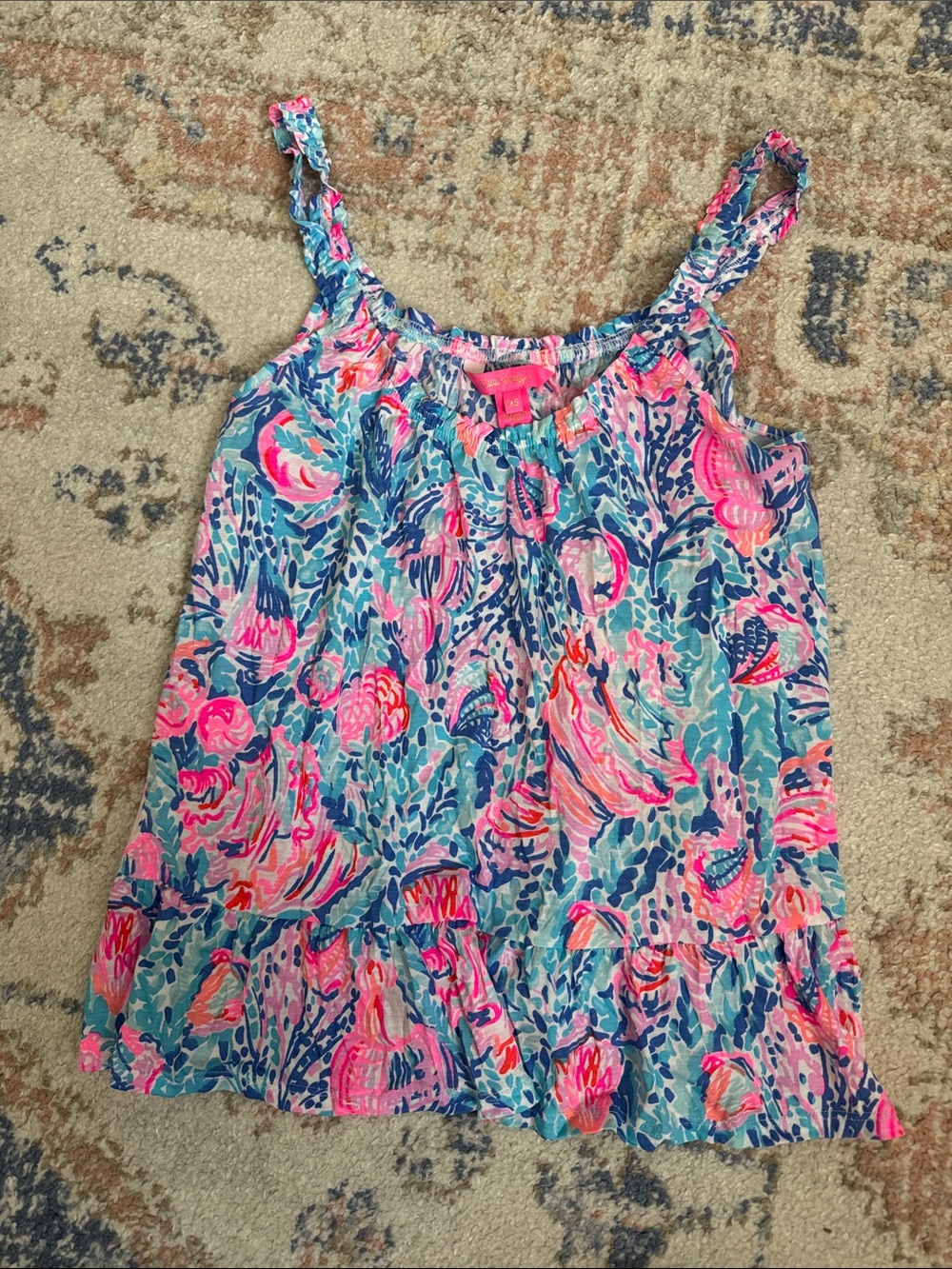 Lilly Pulitzer Pink, Blue & Aqua Floral Print Tank Top